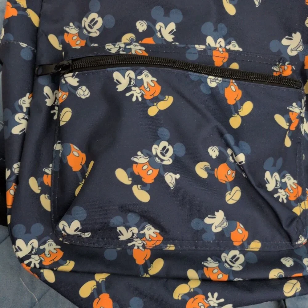 Disney Mickey Mouse Backpack Navy Blue All Over Mickey Mouse Graphic NEW